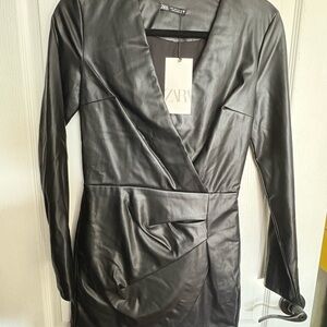 Zara Black Faux Leather dress